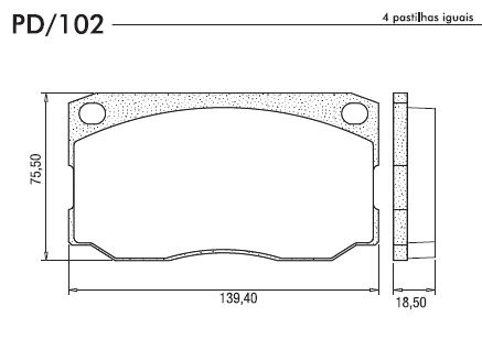 PASTILHA FREIO F4000 AGRALE 1600 1800 VOLARE A6 A8