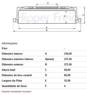 TAMBOR FREIO VOLKS 1300 1500 1600 75ED TRASEIRO 4FUROS