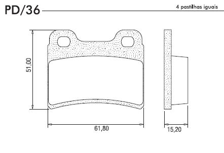 PASTILHA FREIO GOL GTI 16V PARATI 16V POINTER 2.0 TRAS