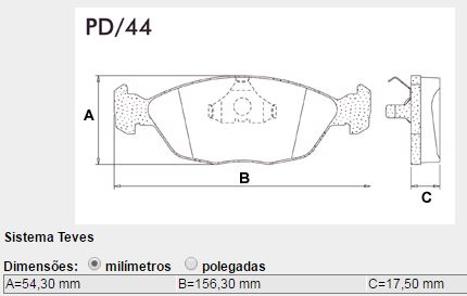 PASTILHA FREIO SANTANA/QUANTUM/GOL GTI 2.0 94ED/PARATI 16V 9