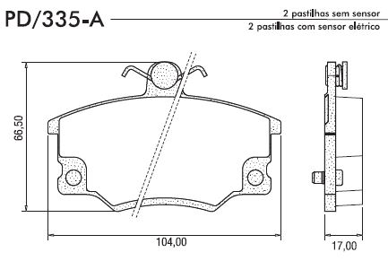 PASTILHA FREIO UNO 1.5R/1.6R 87-94/TIPO 1.6-2.0 93ED/OUTROS