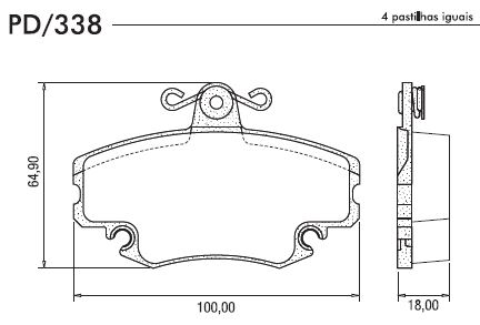 PASTILHA FREIO RENAULT CLIO 96ED/MEGANE 98ED(SIST.GIRLING/DIANT.) - Nº ORIGINAL: 7701208265