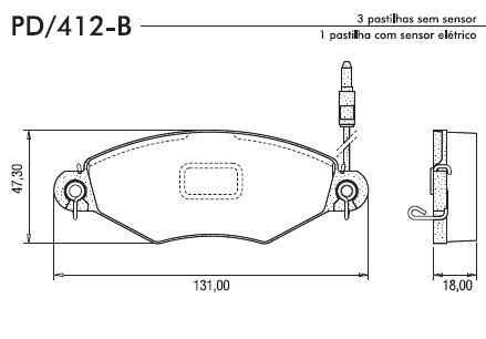 PASTILHA FREIO KANGOO CITROEN XSARA C/SENSOR 7701205512