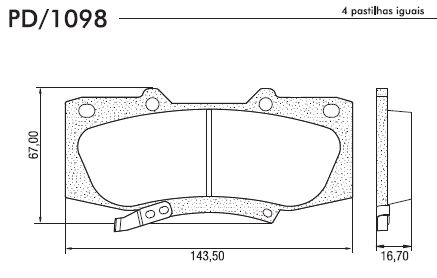 PASTILHA FREIO TOYOTA HILUX 08ED (DIANTEIRO)