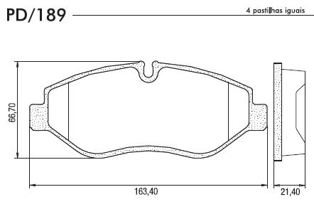 PASTILHA FREIO IVECO NOVA DAILY 35S14 45S14 Nº 42555881
