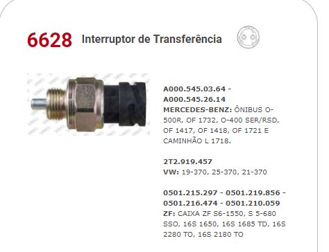INTERRUPTOR TRANSFERENCIA CAMBIO MERCEDES ZF VOLKSWAGEN