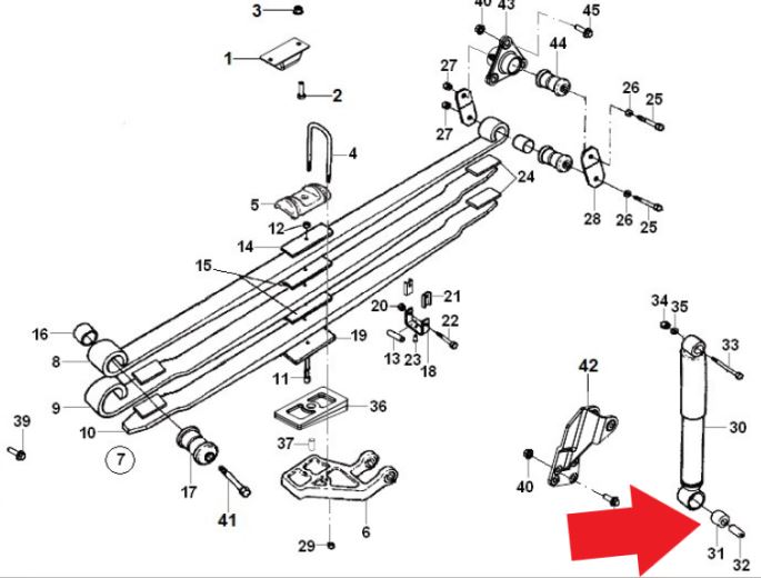 BUCHA AMORTECEDOR AGRALE A5 A6 A8 AT03 FURGOVAN 6000