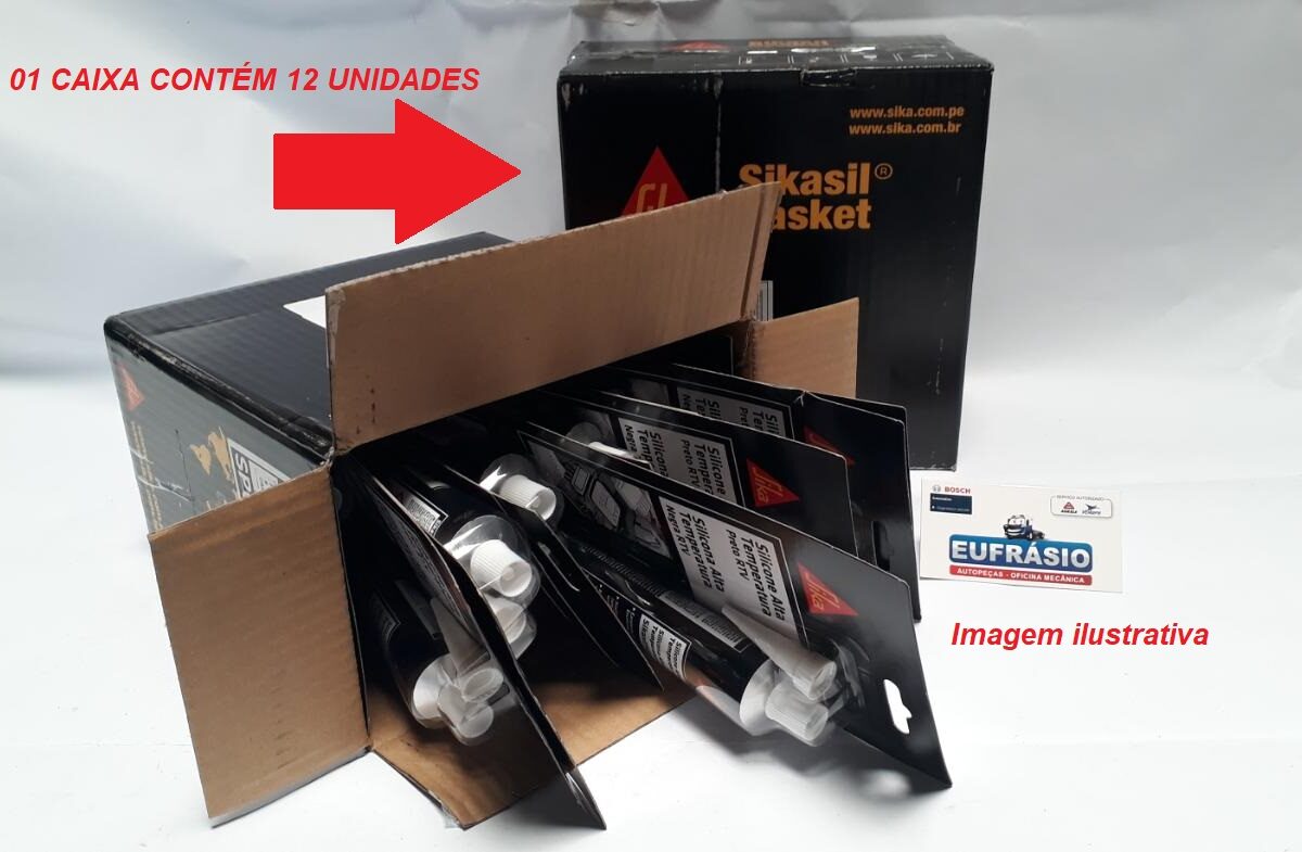 SILICONE SIKASIL BLACK (CAIXA 12UN) VEDA JUNTAS PRETO