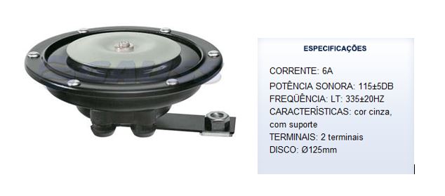 BUZINA 12V MODELO UNIVERSAL (BIBI)