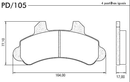 PASTILHA FREIO D20 C20 A20 BONANZA F1000 4X4 93ED