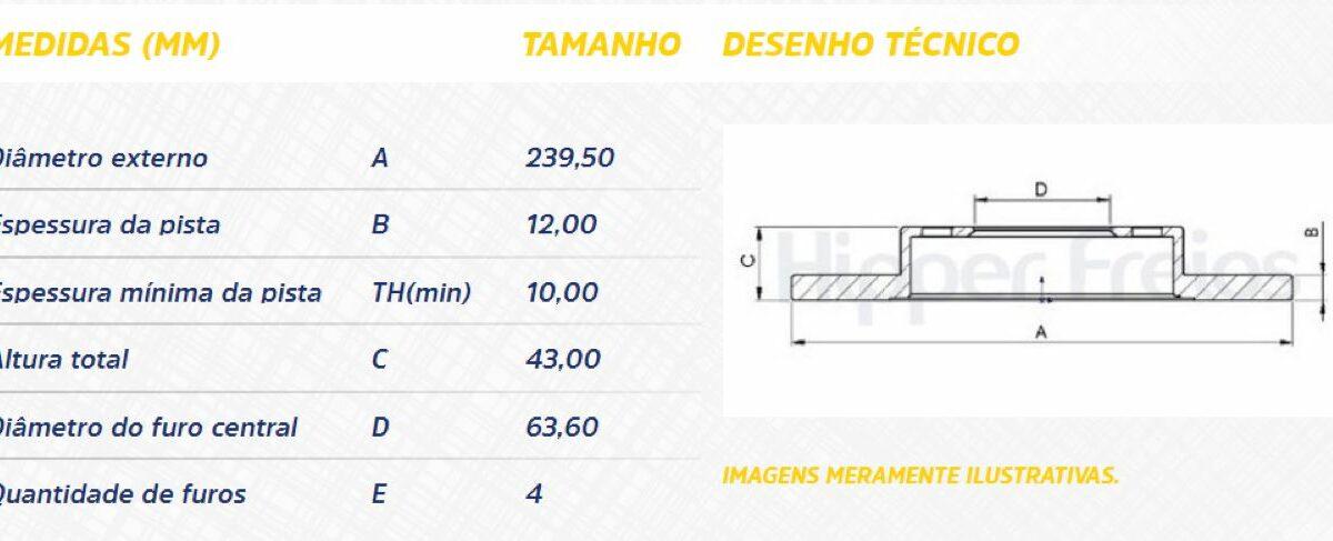 DISCO FREIO FORD FIESTA 1.0 1.3 96ED KA COURIER