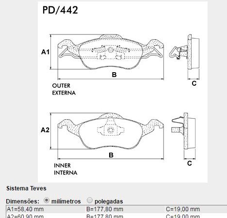 PASTILHA FREIO FOCUS 98ED (DIANTEIRA) NºBG6A1120GA ORIG