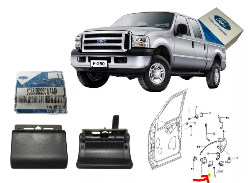 MACANETA INT FORD F250 F350 F4000 98ED ESQ 6C3Z2522601A