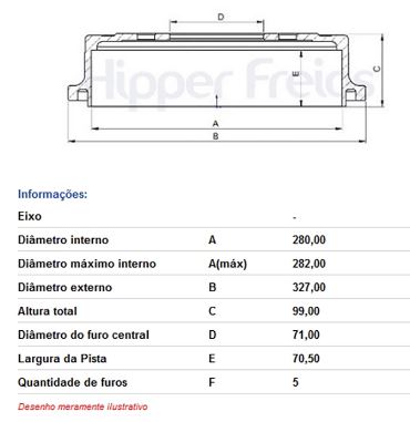 TAMBOR FREIO RANGER 99ED 11POL NºFORD F87Z-1126CA