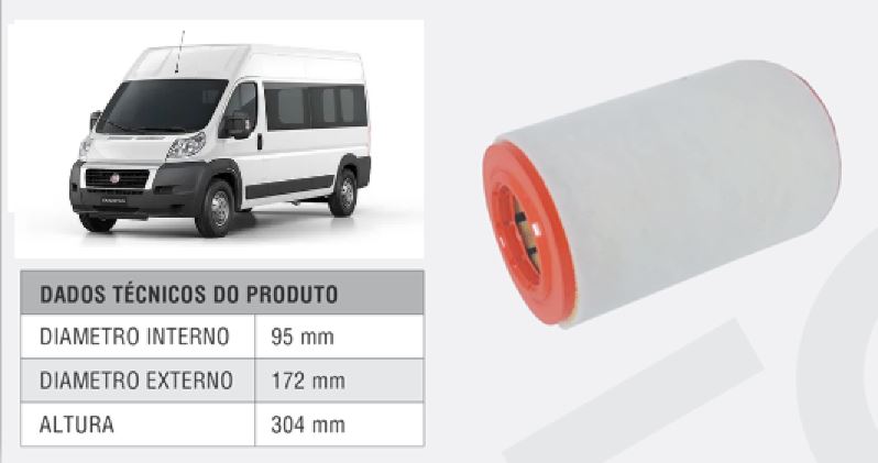ELEMENTO FILTRO AR DUCATO 2018ED MULTIJET 2.3 130CV