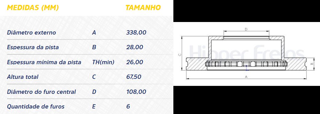 DISCO FREIO TOYOTA HILUX SW4 2016ED DIANT Nº 435120K220