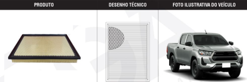 ELEMENTO FILTRO AR HILUX SW4 2.8 16V 2022D 204CV